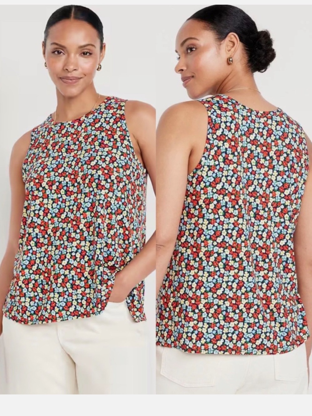 Old Navy Women's Luxe Sleeveless T-Shirt Tank Top Floral  XXL cottagecore